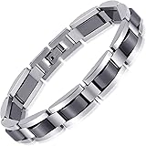 Feraco Men Sleek Magnetic Therapy Bracelets Pain Relief for Arthritis,Stainless Steel,8.66 inch Black