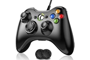 Elnicec Xbox コントローラー 有線 [2025新改良] Xbox 360 コントローラー PC ゲームパッド 有線ゲームパッド USB接続 遅延なし 高耐久ボタン 人体工学 二重振動 ジョイスティックをアップグレード Microsoft