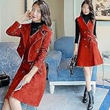 新品 インスタ ワンピース 2点セット レースアップ リボン付 ダブルブレスト☆S★レッドブラウン