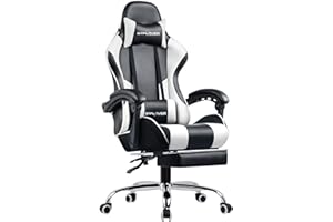 GTRacing ゲーミングチェア オットマン付き デスクチェア pcチェア 椅子 140°リクライニング パソコンチェア イス テレワーク デスクチェア ゲームチェア ハイバック ヘッドレスト ひじ掛け付き PUレザー 気孔付き皮革 蒸れない座面 