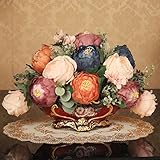 BAGEHUA 花瓶の花アートの装飾が施され、小さなスーツのリビングルームは、シミュレーションの花の花の装飾装飾表絹の花牡丹の鉢花セット