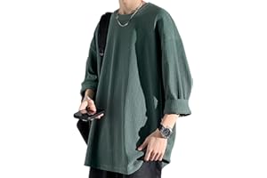 [Poperdision] 七分袖 Tシャツ メンズ 夏服 メンズ おしゃれ トップス 人気 無地 大きいサイズ シンプル オシャレ ゆったり 柔らかい肌触り 涼しい 快適 ファッション ビッグ シルエット かっこいい 春夏秋