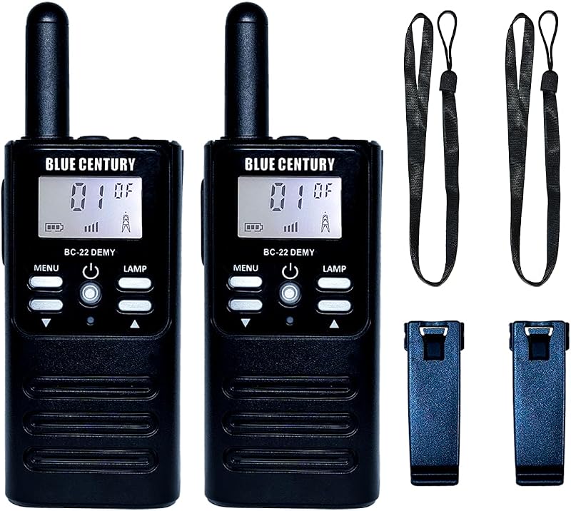 BLUE CENTURY ブルーセンチュリー 国内メーカー 小型 特定小電力 トランシーバー BC-22DEMY (デミ) ストラップ/ベルトクリップ付属 単三電池2個モデル 総務省技術基準適合商品 技適マーク有 (本体2台セット)