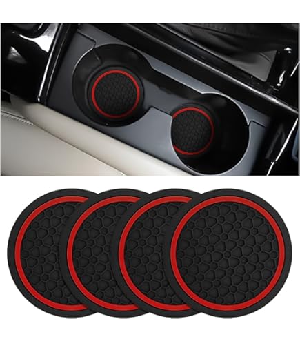 4x Auto Car Cup Holder Non-Slip Insert Coaster Pads Silicone Mat Red Accessories 4x Auto Car Cup Holder Non-Slip Insert Coaster Pads Silicone Mat Red Accessories