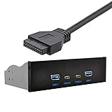 xiwai USB-C & USB 3.0 ハブ 4ポート フロントパネルからマザーボード 20ピンコネクタケーブル 5.25インチCD-ROMベイ用