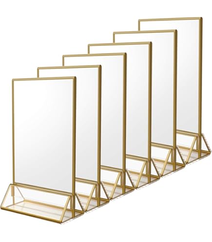 Amazon.co.jp: NIUBEE ゴールド縁サインホルダー 【6セット】A4判 L型