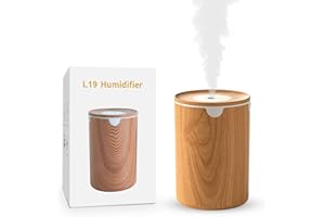 【2025新進化モデル加湿器・木目調】加湿器 小型 卓上 大容量 320ML 除菌 アロマ対応 LEDライト 超音波式 静音 卓上 自動停止機能 空焚き防止 お手入れ簡単 デスク 寝室 オフィス 車用 リビング 次亜塩素酸水対応 乾燥/花粉症対策（ライトウッド）