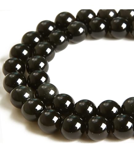 32-62Pcs Natural Stone Beads Black Obsidian Round Beads For Jewelry Making DIY Bracelet Necklace Buy Cheaply On