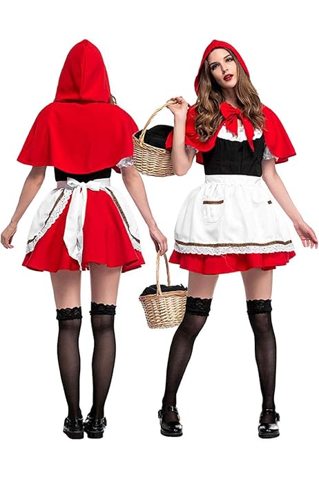 Amazon.co.jp: K.C&Ace 赤ずきん ハロウィン コスプレ【レースマスクと 