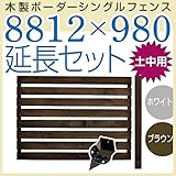 JJPRO-HOME 木製ボーダーシングルフェンス8812×980延長セット ホワイト/ブラウン(土中用金具セット)(aks-17369-17406) ブラウン