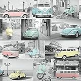 VW – Volkswagon – Camper Van – Beetle – Vespa – 象徴的な写真 – モンタージュ – 壁紙