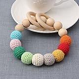 レインボーカラーTeethingナチュラルラウンド木製ブレスレットベビー新生児Mom Kids木製Teether Toy