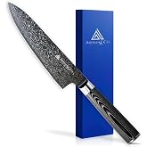 【刀匠とプロの料理人が推薦】ARTISAN&Co.SEKI.JAPAN正規品 岐阜県関市製 三徳包丁 プロが惚れる美しい包丁 ミッドナイトダマスカス 最高峰VG10 漆黒 ブラックシャープナー 2点セット 庖丁 両刃 よく切れる (三徳包丁175mm