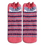 大人 キッズ ギフト セット ボックス サンタ コーラル フリース ソックス 冬 クリスマス 動物 ソックス (大人, owl)