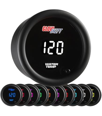 WATERWICH 52mm Water Temperature Gauge Kit - Fahrenheit & Celsius Blue Display For Cars & Trucks