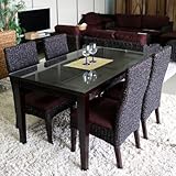 アジアン アバカダイニングテーブルセット 5点 Evan エヴァン バリ風 リゾート アジアンテイスト カフェ風 モダン ナチュラル ダークブラウン おしゃれ ダークブラウン