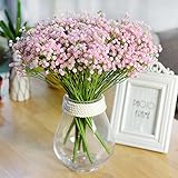 ADSRO 7フォーク人工フラワーブーケ、シミュレートFlower Baby Breath / gypsophilaウェディング花嫁持株花ホームガーデンDIY装飾 40x0.7cm ピンク T6L7U