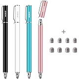 スタイラスペン MEKO（第2世代）4本セットタッチペン スマホ iPhone iPad スタイラスペン Android スマートフォン タブレット用 ペン導電繊維ペン先 ブラック/ブルー/ホワイト/ローズゴールド