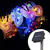 Sanzo Solar Powered LED String Lights Outdoor Waterproof Multicolor Heart Shape for Christmas Trees 