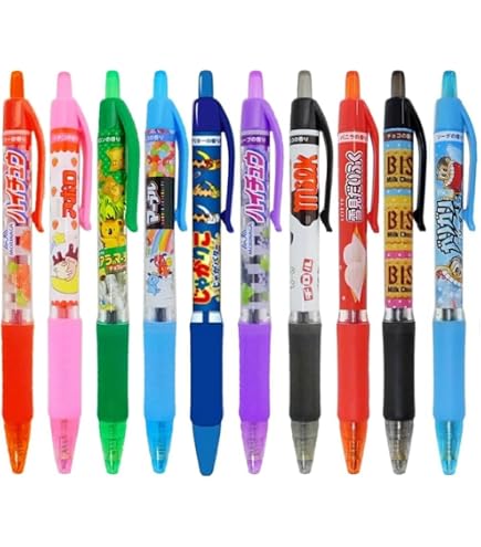Amazon | お菓子な香りつき ノック式カラーボールペン10本セット（10色