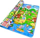 Yuanmao ベビーケアの遊びクロールマットソフトフォームの床のジムゲームのカーペット幼児のクロールの運動、47×71inchのための両面AlphabetPasture防水カーペット