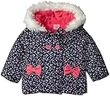 U.S. Polo Assn. Baby Girls' Floral Print Double Breasted Puffer Jacket Navy 12 Months [並行輸入品]