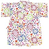 アスナロ（甚平） 甚平 ベビー 女の子 子供 日本製生地 花火柄 綿100％ ロンパース70 ホワイト