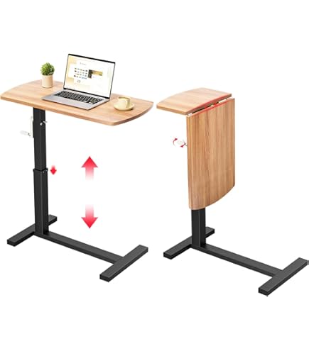 Amazon｜Yesotasサイドテーブル昇降式 ガス圧昇降ベッドテーブル PC  