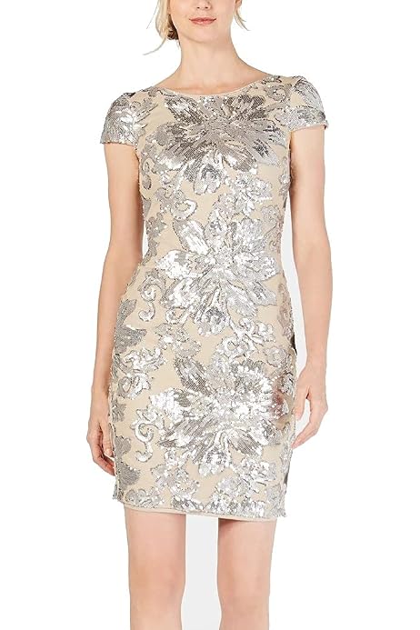 Cap Sleeve Sequin Sheath Dress 