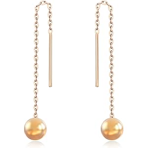 Ribivaul K18 ピアス チェーン ボール レディース 18金 ギフトボックス付き (ピンクゴールド)