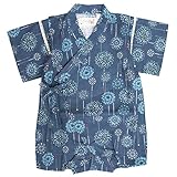 甚平 ロンパース ベビー 男の子 綿100% 日本製生地 グレコ カバーオール 花火/紺-9919 80cm