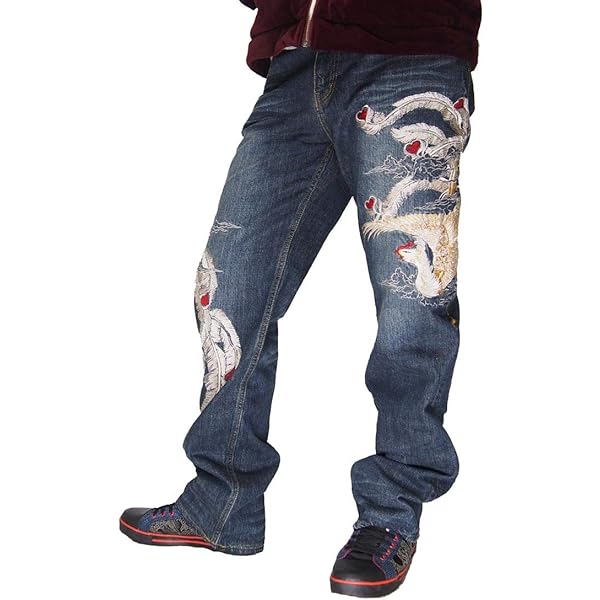 Amazon | 絡繰魂(カラクリダマシイ) 和柄 ジーンズ デニム メンズ 粋