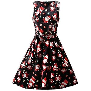 クリスマスドレス レディースワンピース Hodarey クリスマス 袖無し パーティードレス ヴィンテージ チュニック…