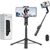 Colorlizard スタビライザージンバル、単軸ワイヤレスリモコン付き自撮り棒三脚、撮影用の折りたたみ式ジンバル、超軽量/自動回転/自動バランス/画面の揺れを防止 iPhone& Android対応 Vlog撮影 (黑)