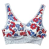 ママと赤ちゃんのために考え抜かれた授乳用ブラジャー日本助産師会推奨商品　モーブラNewNew（ニューニュー）　フラワー (M, レッド×ブルー)