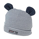 ( チャックル ) chuckle クマみみ付き ビビッド ボーダー 新生児 帽子 ネイビー 50-60cm P9255-60-32