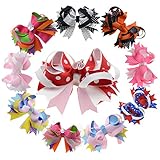12.7cm (5インチ) 多層 ヘア リボン ワニ口 ヘア クリップ 付 ガールズ 女性 用 10個入り