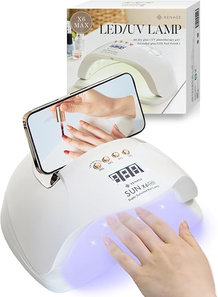 ジェルネイル ジェルネイルライト uvライト ネイルライト レジン RENAGE LEDライト ジェルネイル ライト 36ホワイトLED ネイリストYouTuber監修 ネイルドライヤー 低ヒートモード 自動感知センサー 硬化ライト 全ジェル対応 フットネイル対応 ネイルレシピ付き (ネイルライト(単品)) - 1