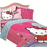 Hello Kitty Full Size Free Time 4-Piece Blue & Pink Sheet Set [並行輸入品]