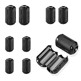 フェライトコア 内径Φ3.5mm, Φ5mm, Φ7mm, Φ9mm ノイズ 除去 アンチジャマーリング高周波 円形遮蔽ジャマー消磁リングスナップフィルタシールドリングシールド（8個セット ブラック）