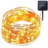 GDEALER Solar String Lights 150LED 49ft Waterproof Starry Copper Wire String Lights Ambiance Lightin