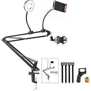 【最新改良版 マイクスタンド 】micawber 耐荷重2.5kg スマホホルダー LEDリングライト マイクアーム コ…