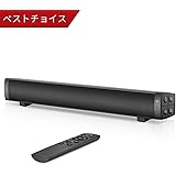 PC スピーカー Bluetooth サウンドバー ステレオ 高音質 大音量 高互換性 USB給電 AUX/RCA接続 パソコン/スマホ/テレビ/ゲーム機対応 マイク内蔵(ブラック)