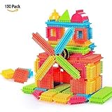 aijiaye Bristle Blocks Buildingセット教育Stacking Bath Toys for Toddlers Kids – 100個with創造性Beyond想像力構築ブロッ