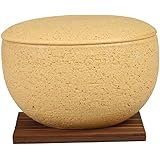 長谷製陶(Nagatani Seitou) 長谷園 保存容器 レンジ対応 ごはん おひつ 蒸し器 「 陶珍 」 大 約2合分 約16cn 約800ml 電子レンジ専用 黄瀬戸 ACT-74