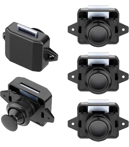 Purocean 5-Set Push Button Cabinet Latch – Keyless Lock Catches For RV, Caravan, Marine, Boat & Yacht Drawers (Chrome)