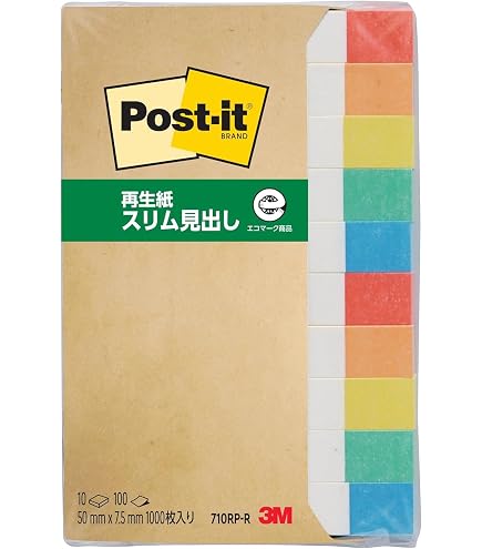 Amazon | 3M ポストイット 付箋 細い 小さい 混色 25x7.5mm 100枚×10