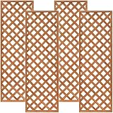 天然木製 格子ラティス 60cm×180cm×35mm 4枚セット ライトブラウン WLL-6018
