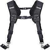 Camera Shoulder Double Strap Harness Quick Release Adjustable Dual Camera Tether Strap with Safety Tether and Lens Cleaning C
