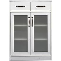 Amazon｜食器棚 収納 ロータイプ キャビネット 北欧 ガラス ナチュラル